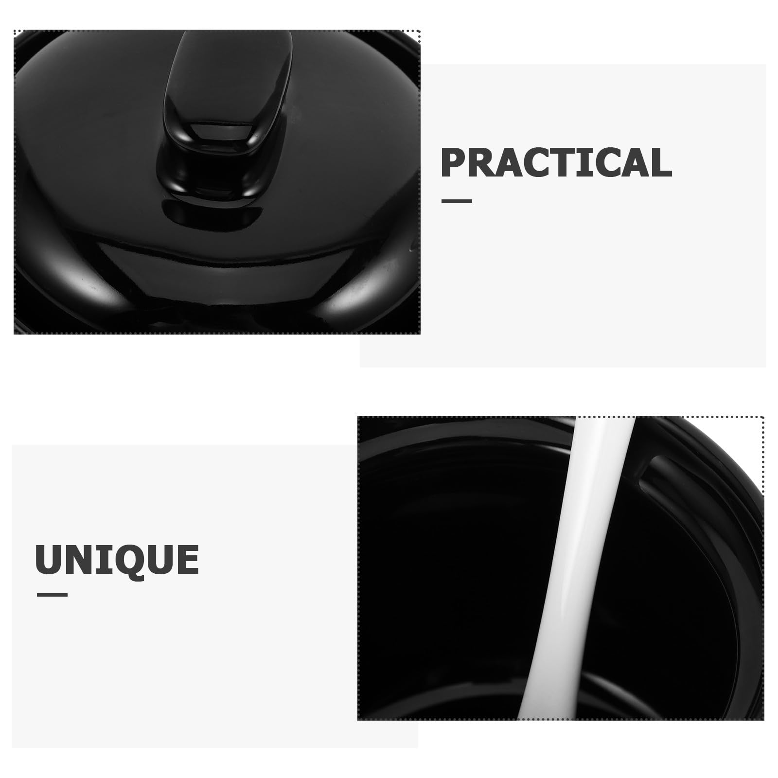TOYANDONA Sucrier en Céramique Noire 350ml avec Couvercle et Cuillère pour Rangement des Épices et Condiments Plan de Travail la Cuisine