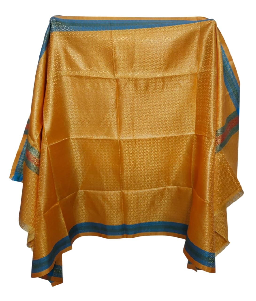 sajaea Welcome Shawl Cream Satin 1.80 Mtrs Blue Border-picture-24