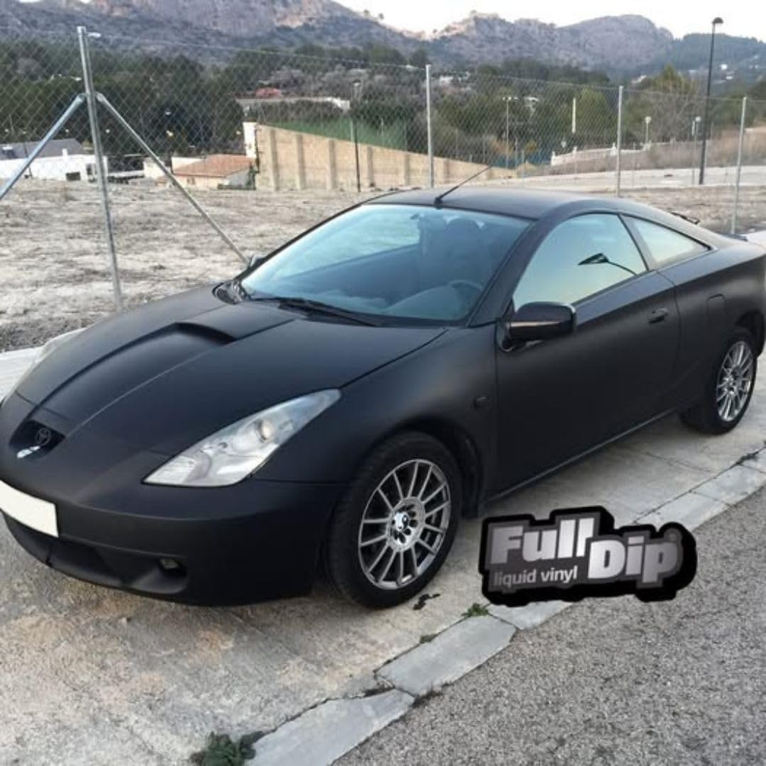 AutoFullCar Full Dip Flüssig-Vinylfarbenset, Format 4 Liter + elektrische Pistole, professionelles Finish und abnehmbar, einfache Anwendung, Autos, Motorräder (schwarz, urban)