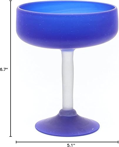 Miniatura 3 de Mezcal For Life Vasos de Margarita de cobalto esmerilado juego de 2 vasos soplados a mano para bebidas agua jugo y uso diario vaso de cóctel
