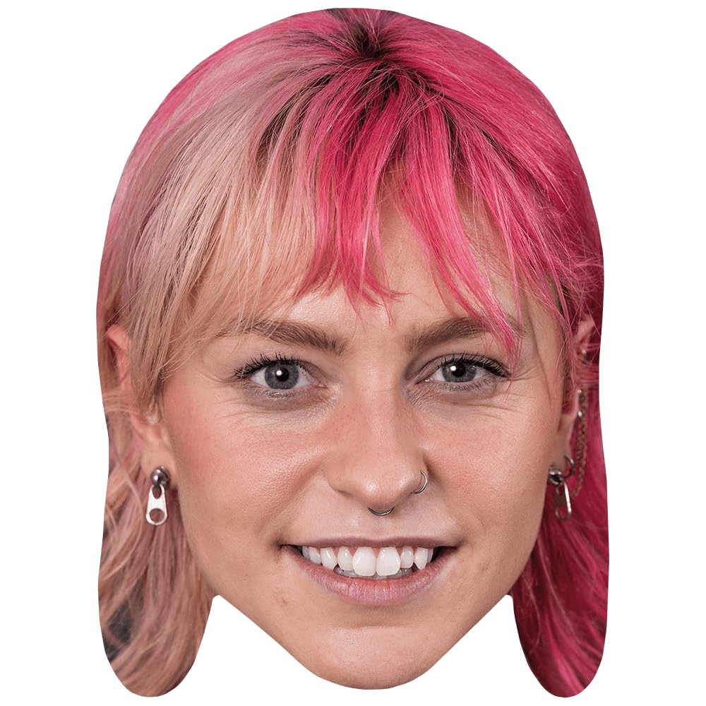 Celebrity Cutouts Lifelike Beth Mccarthy (Pink Hair) Celebrity Mask, Flat Card Face, Fancy Dress Mask