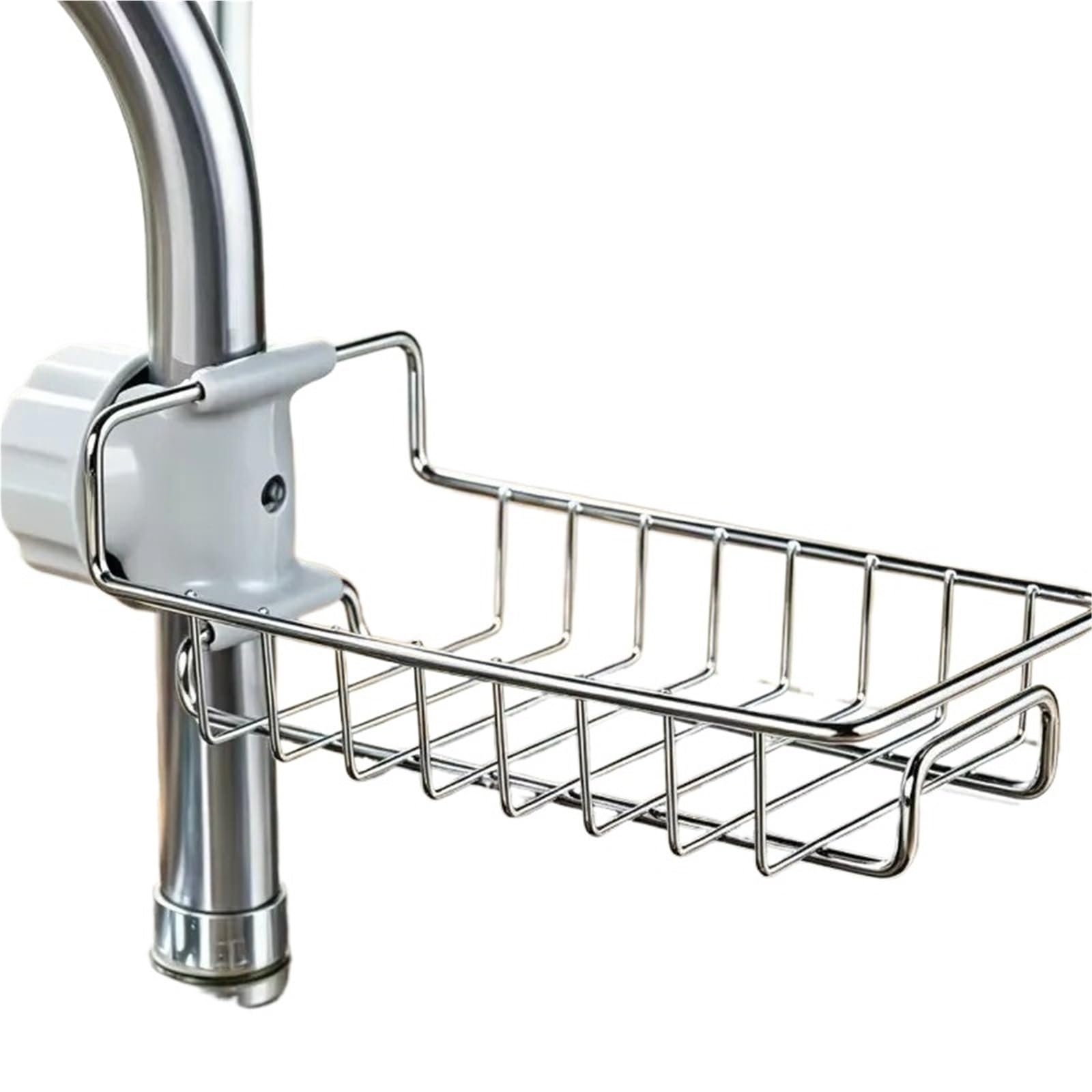 DSFVERVD Drain rack Stainless Steel Faucet Sink Caddy, Adjustable Sponge Holder Drain Rack, Over Tap Kitchen Organizer For Soap Brush Dishcloth(Trumpet)