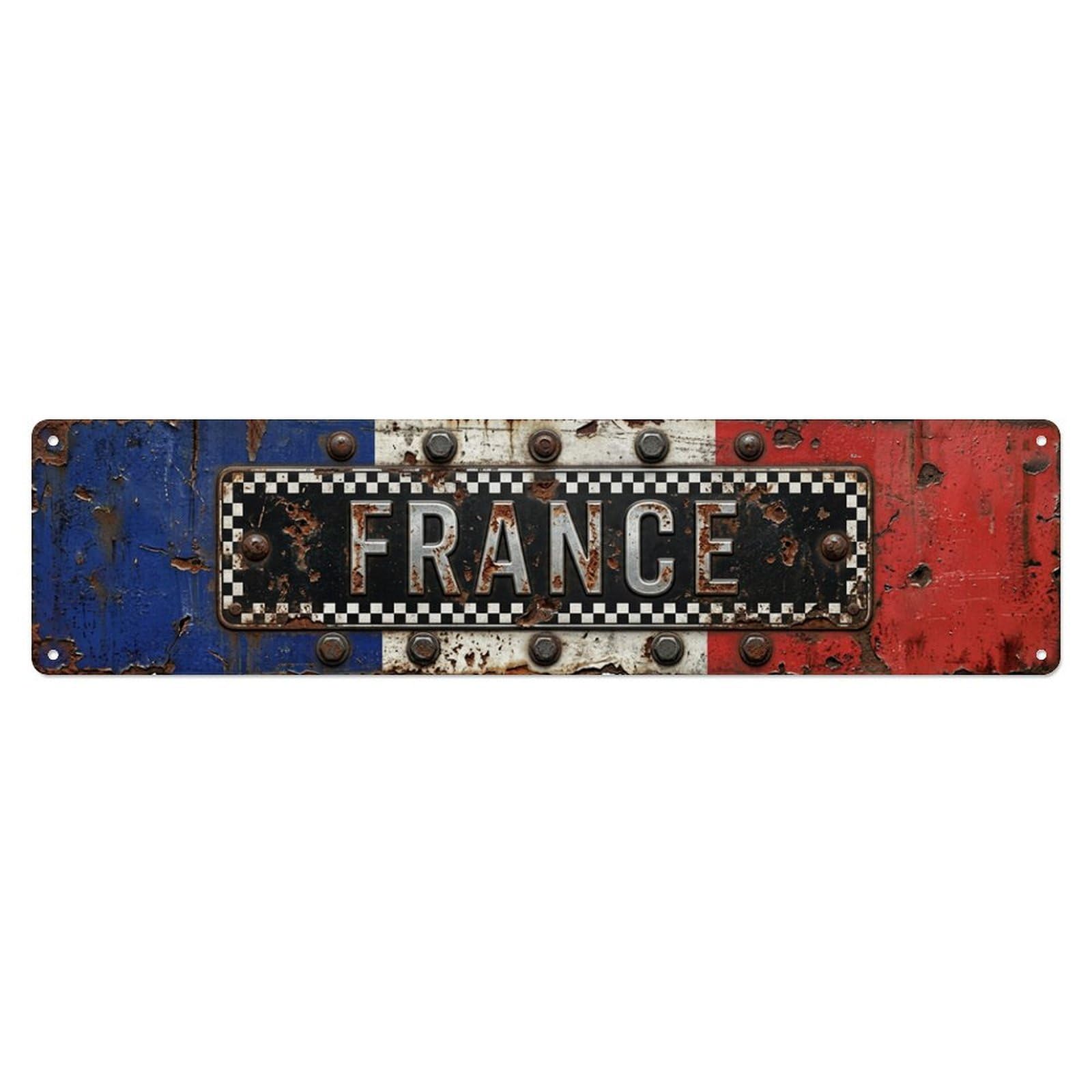 France Flag Garage Collection Metal Tin Skinny Sign Plaque Wall Decor for Cafe, Club Bar, Office, Home Garden Metal Poster 4x16Inch