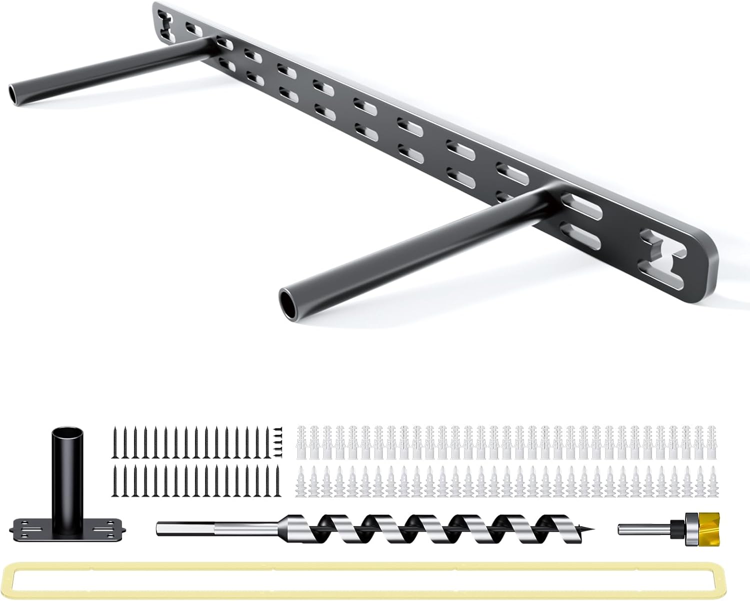 Floating Shelf Bracket Heavy Duty,Decorative Floating Shelf Hardware Hidden Black Metal Fireplace Mantel Brackets (18"X6"X1.0")