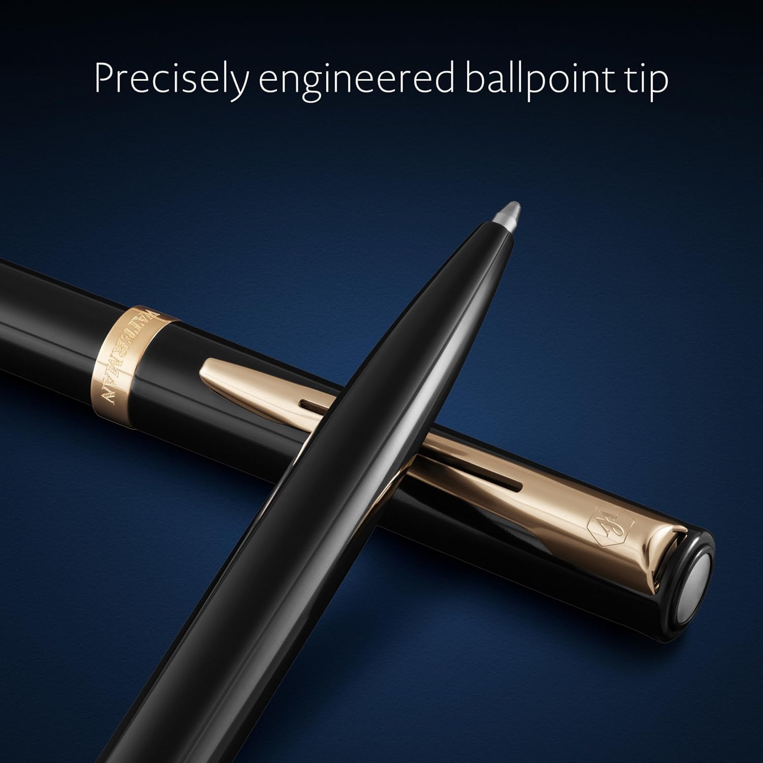 Waterman - Penna a sfera Impression con incisione – Strumento di scrittura di lusso personalizzabile – Elegante penna da regalo per donne e uomini, inchiostro blu (Black GT)