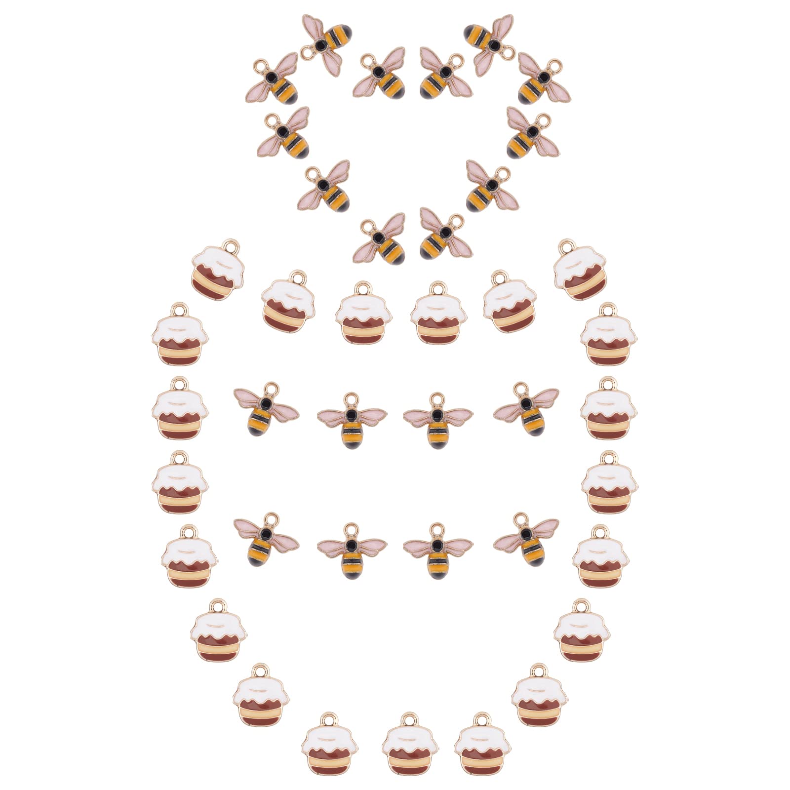 Pendentifs abeille et pot de miel en émail pour la création de bracelets