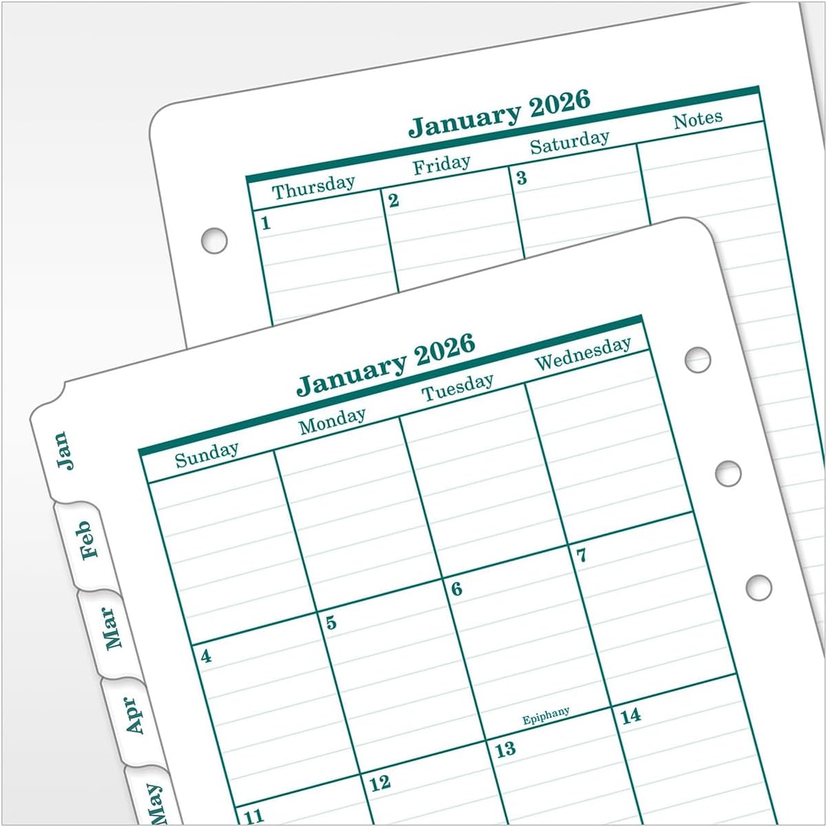 FranklinCovey - Original Two Page Monthly CalendarTabs for Ring-Bound FranklinCovey Planners (Pocket, Jan 2026 - Dec 2026)