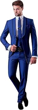 QZI Men's Three Pieces Set Shawl Lapel Slim Fit Jacket