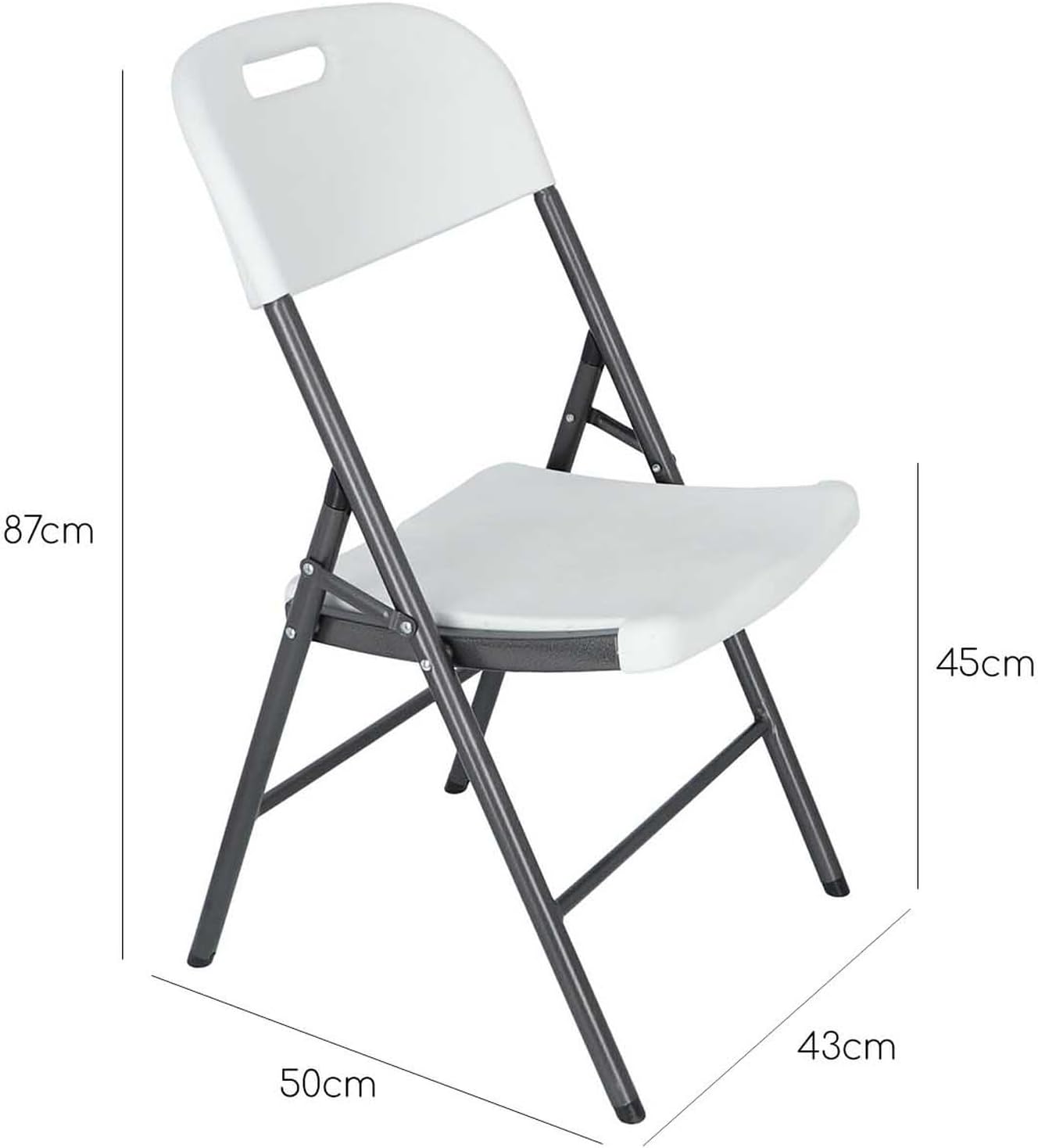 Aranaz | Folding Chair | Metal and Polyethylene | Ideal for Indoor and Outdoor Home | Chairs for Garden, Terrace, Family Events | Colour: White | 43 x 50 x 87 cm