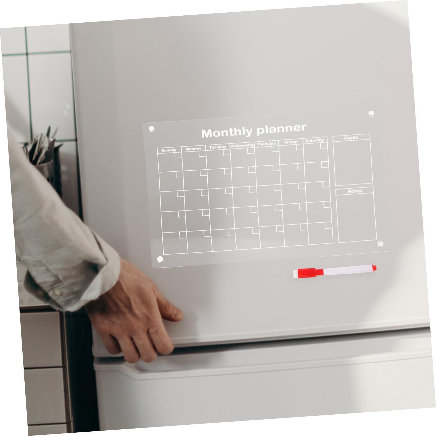STOBOK Kühlschrankplaner aus Acryl Abwischbarer Magnetkalender Nachrichtenboard Terminplanungstafel Whiteboard für Kühlschrank Wiederverwendbare Liste