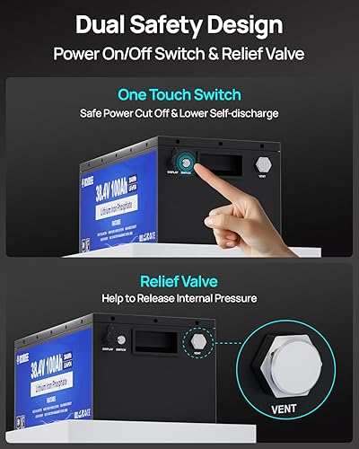 Miniatura 3 de DC HOUSE LiFePO4 - Batería de litio para carrito de golf de 36 V 100 Ah con cargador de 36 V 25 A, aplicación móvil Bluetooth y monitor LCD, 200 A