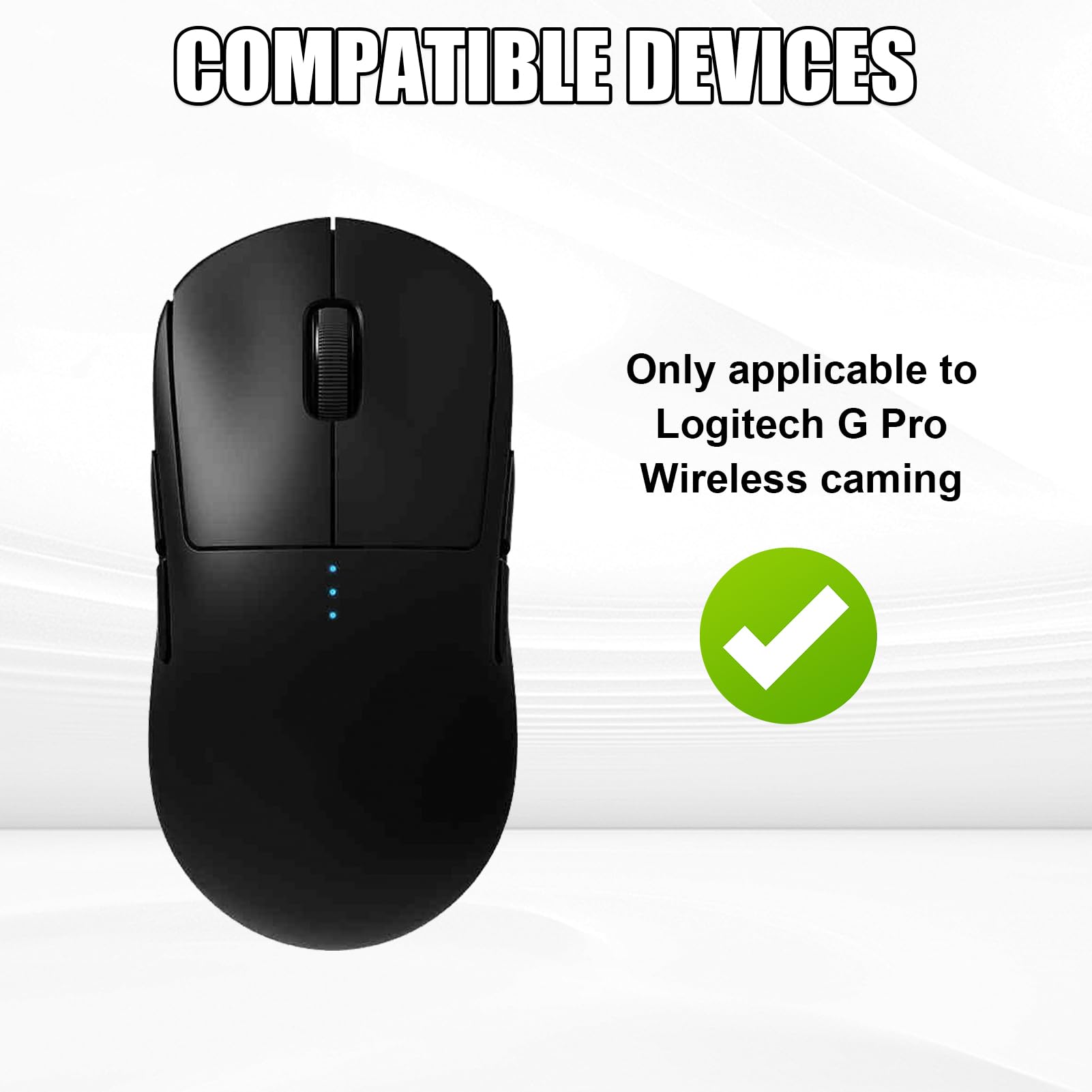 3 - Almohadilla para ratón compatible con Logitech G Pro Wireless Gaming – Pie de ratón de repuesto autoadhesivo de goma suave – Propiedades de deslizamiento perfectas para el juego (Negro)