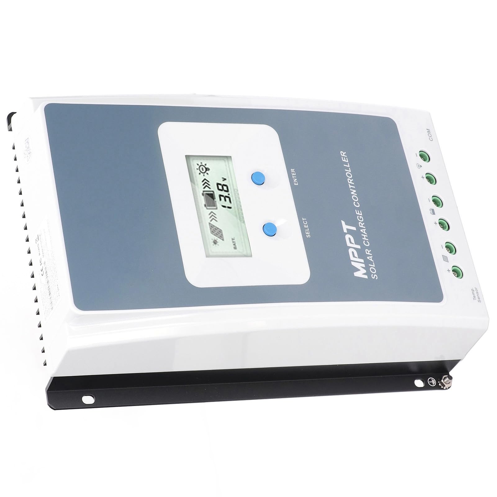 FTVOGUE Regolatore di Carica Solare, Regolatore di Batteria Solare MPPT 40A 12V 24V con Display LCD in Alluminio Pressofuso e Sonda di Temperatura per Utenti di Sistemi Solari Fuori Rete per Marini