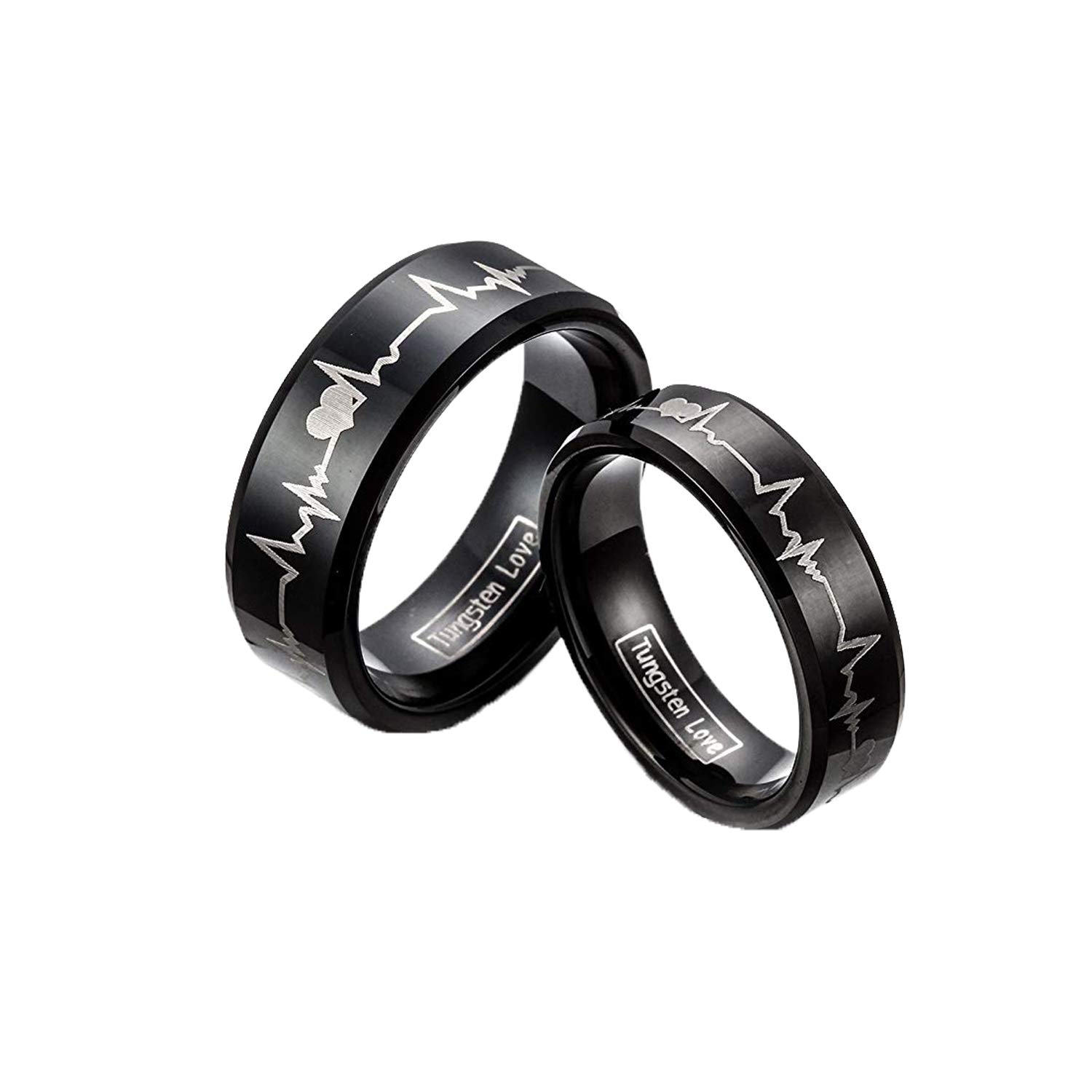 JewelryWe Schmuck 1 Paar Ringe Wolfram Wolframcarbid Partnerringe Freundschaftsringe Eheringe Trauringe Verlobungsringe Hochzeit Band, mehrere Modelle