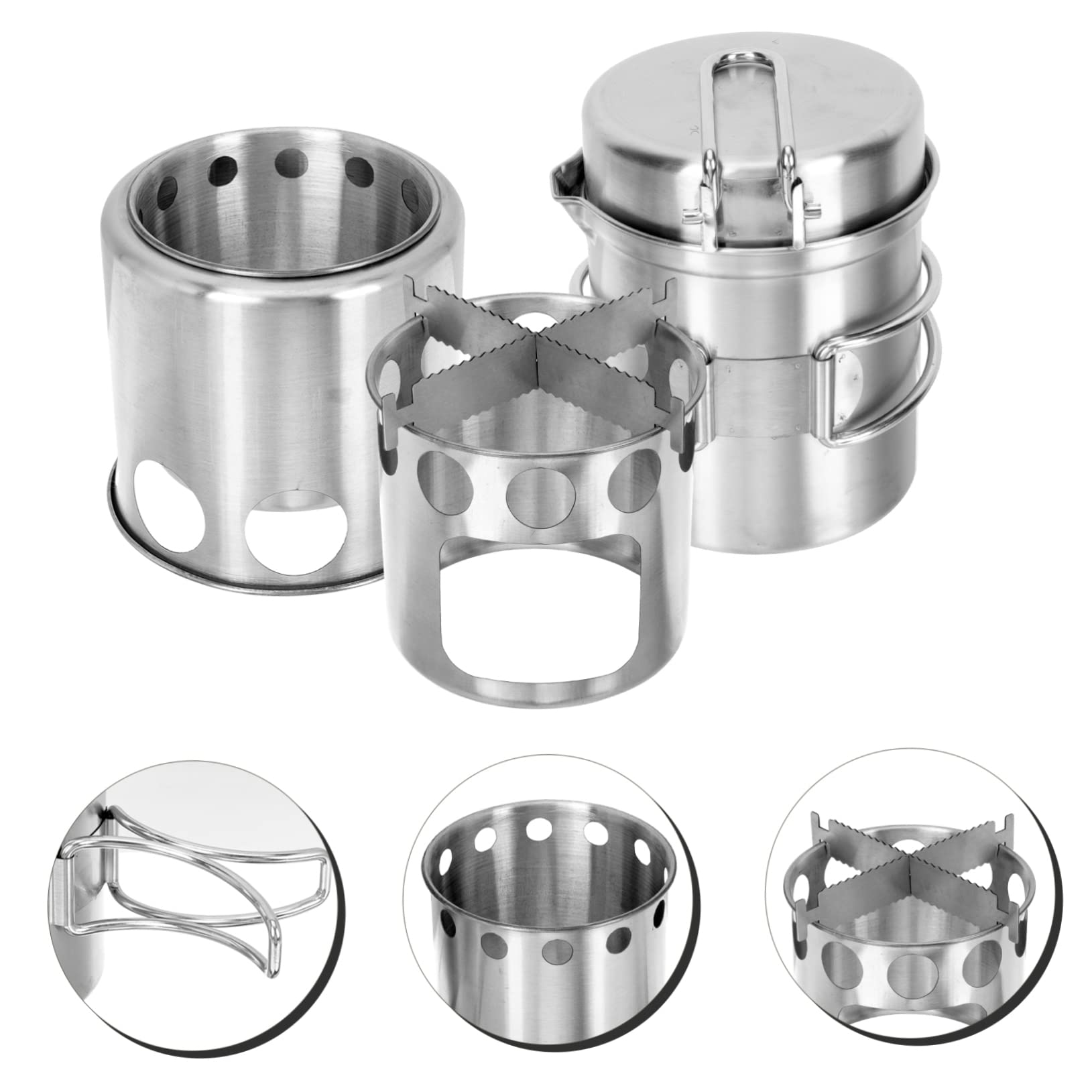Sosoport 1set Cucina Portatile Inossidabile Per Campeggio Kit Completo Con Fornellino e Pentola Per Picnic e Escursioni All Aperto Facile Da Riporre e Utilizzare
