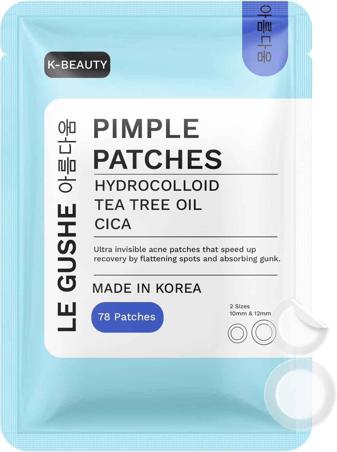 Korean Pimple Patches for Face (78 Dots) - Hydrocolloid Acne Patches with Tea Tree Oil - Invisible Zit Stickers - Dermatologist Tested - Korean Skin Care