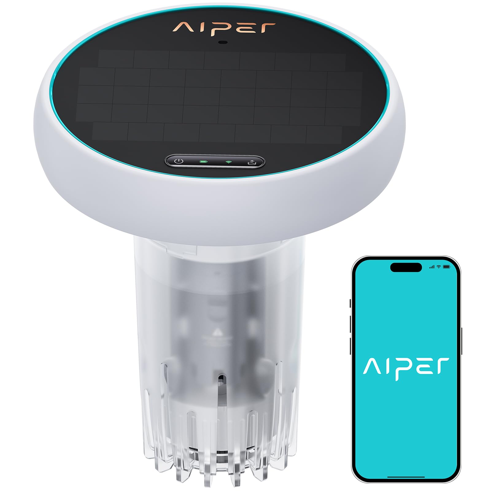AIPER HydroComm Smart Pool Monitor, 24/7 Digital Water Testing for Pools, Hot Tubs & Spas, 5-in-1 Accurate Testing, App Control, Customized Optimization Tips, Blue