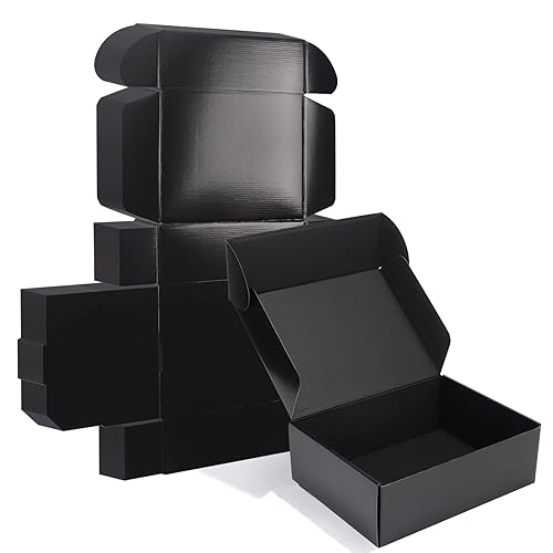 ZBEIVAN 12x9x4 Black Small Shipping Boxes, 20 Packs Corrugated Cardboard Mailer Boxes for Packaging Small Business Mailing Gifts Wrap Boxes with Lids - 12x9x4 - black