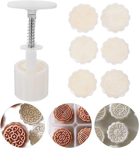 Miniatura 2 de EXCEART 1 juego de moldes de prensa de pastel de luna molde de galletas de festival de Navidad presionado a mano pastel de luna postre herramienta