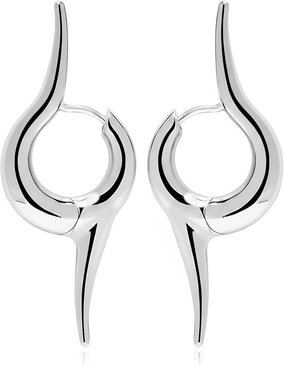 Premium Quality | 18K Platinum Plated Spike Hoop Earrings For Women | Lightweight & Comfortable | Haute Couture Aesthetics | Pump Up The Gem | US Brand |