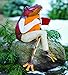 Plow & Hearth 52339 Recycled Metal Coffee Frog Sculpture Yard and Garden Art, 11.5" x 9" x 15"