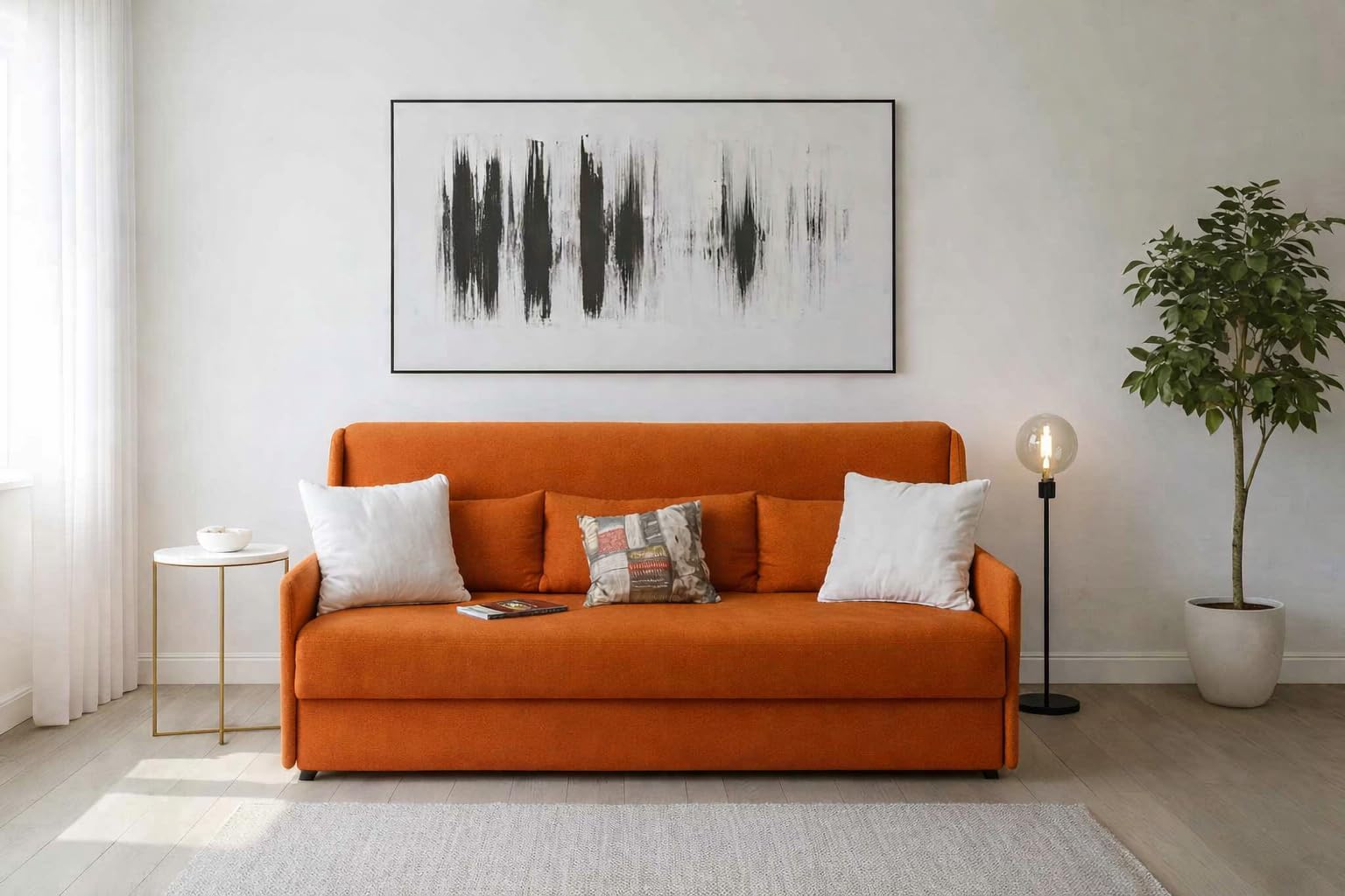 Ponti Divani - TRIS - Divano, letto a castello con tre letti singoli, materassi i compresi e meccanismo innovativo con sistema di sicurezza anchiusura. Produzione italiana -MADE IN ITALY- (ARANCIONE)