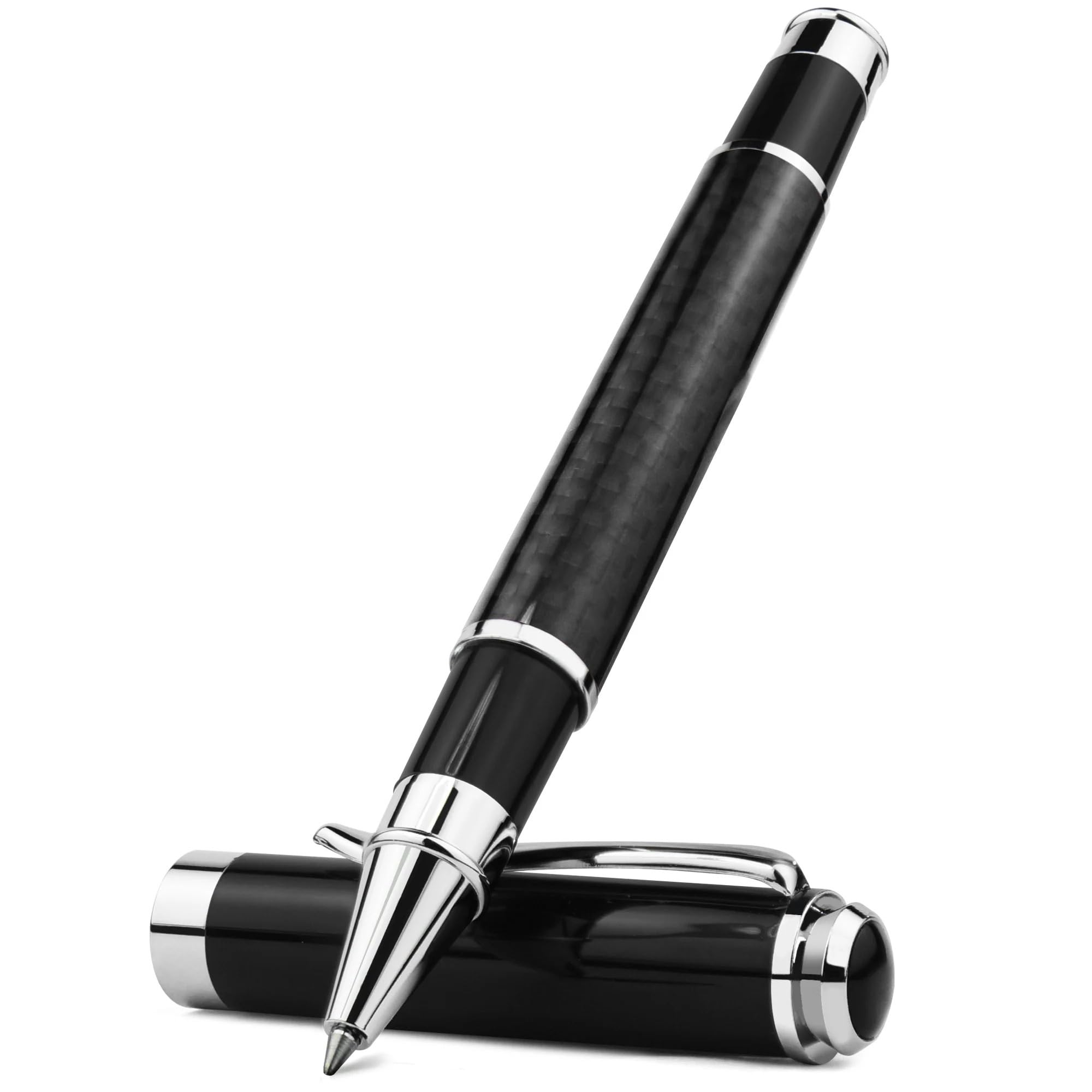 Kohlefaser-Stift, Premium-Metall-Gelschreiber, Mikrospitze, 0,5 mm, schwarze Tinte, glattes Schreiben, Kugelschreiber (rot)