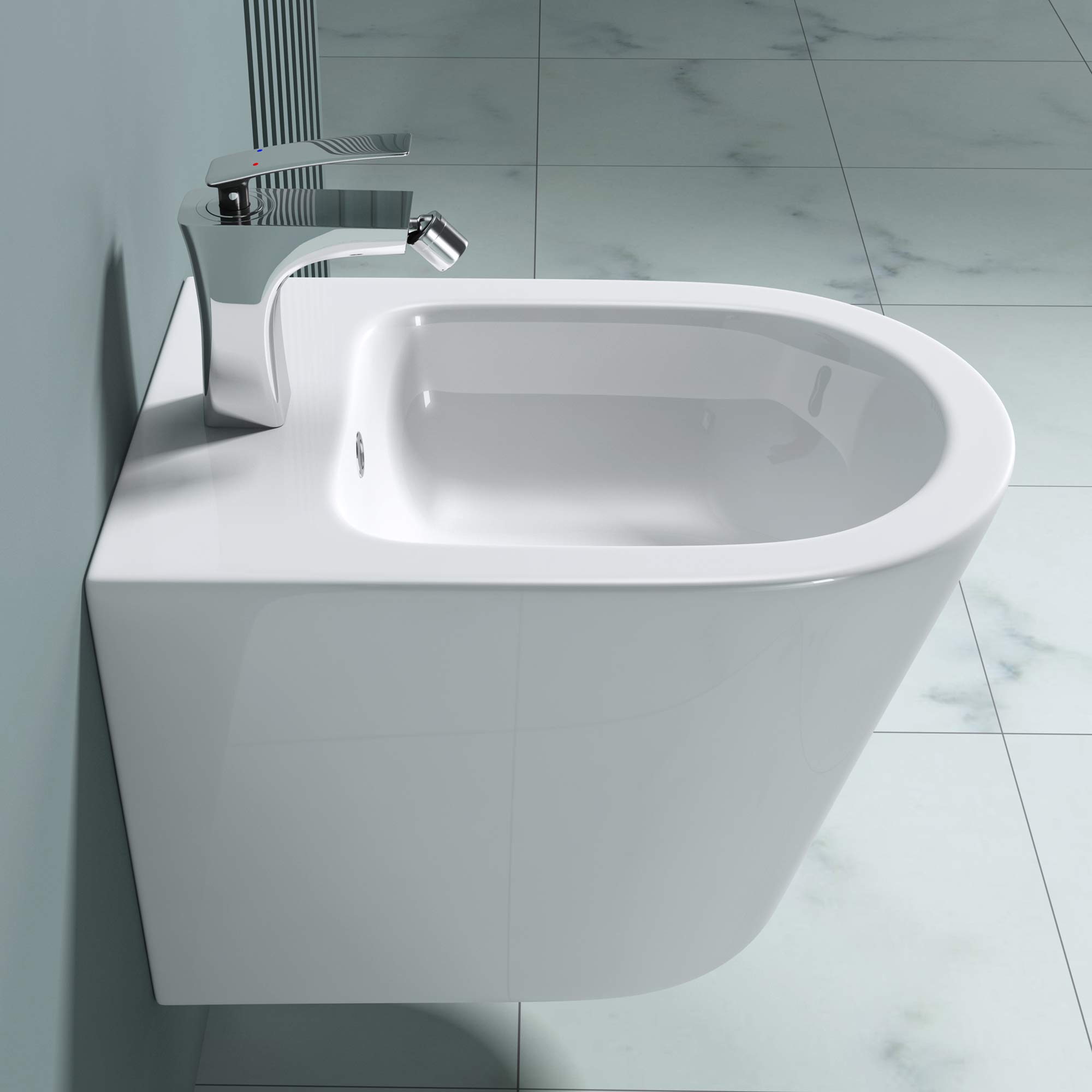 doporro Inodoro Bidé 36x51,5x34,5cm diseño Düren108 en blanco fabricado en cerámica Bidé suspendido con rebosadero y revestimiento para fácil limpieza