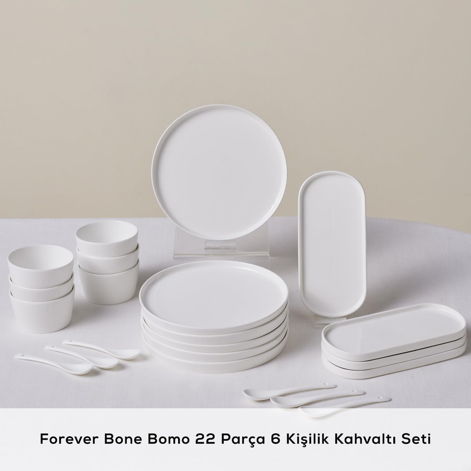 Karaca Forever Bone Bomo Service de petit-déjeuner combiné 22 pièces