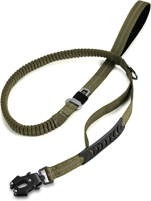 Guia para Cães TINMARDA com Amortecimento, 2 Alças Acolchoadas e Clipe Metálico, 1,22–1,83 m, Verde Army Green