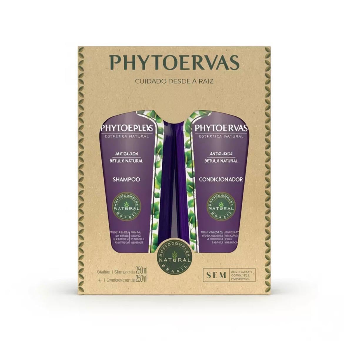 Kit Shampoo e Condicionador Antiqueda Phytoervas, Betula Natural, Sem Sal, Sulfato,