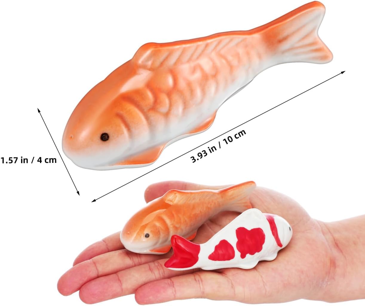 Yardwe 6 Pcs Floating Fish Decoration, Ceramic Koi Fish Aquarium Decor, Realistic Underwater Figurines for Tank, Garden Pond, Home Decor, Orange, 3.93 X 1.57 X 4.13 Inch