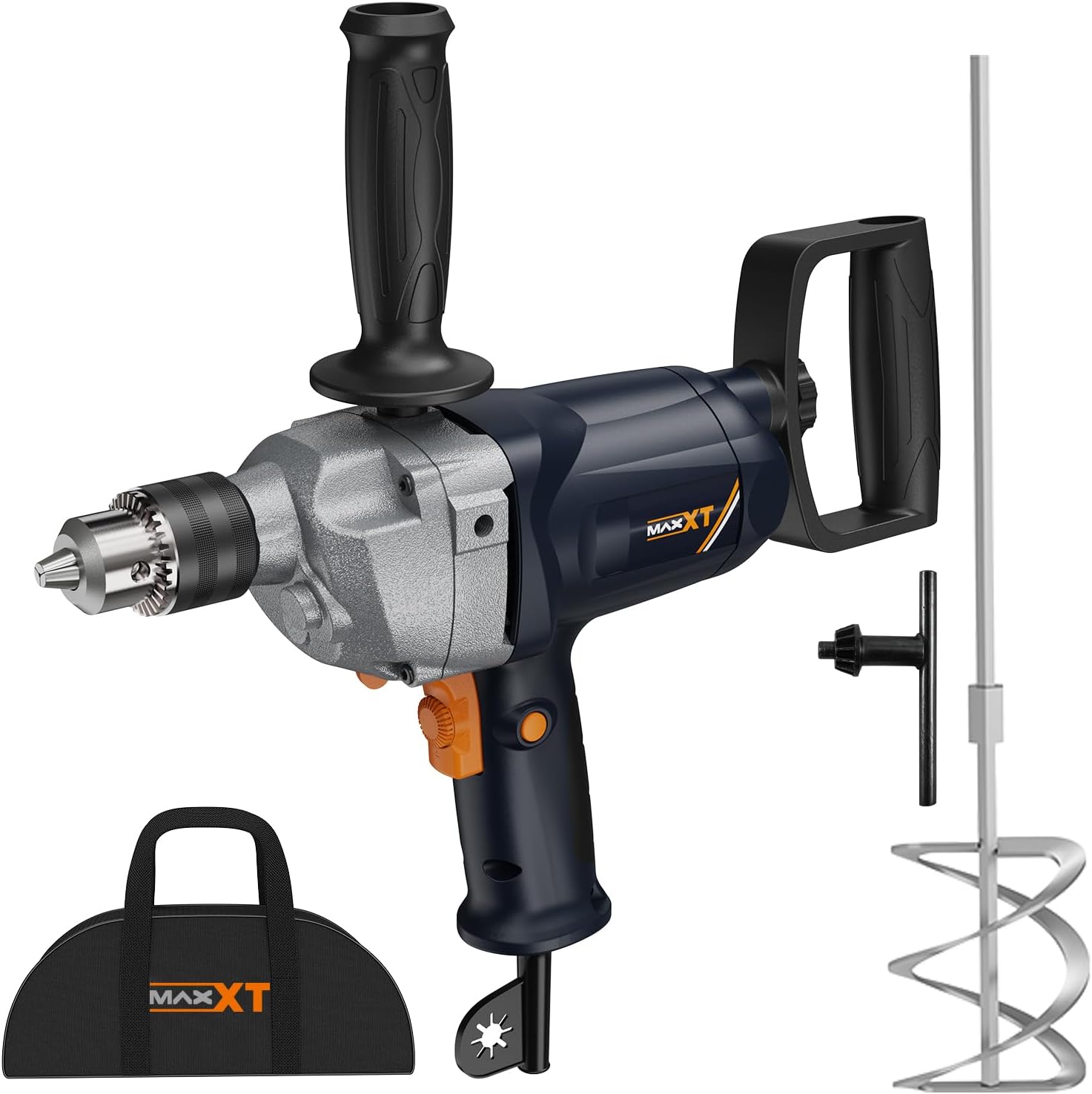 MAXXT 9A Drill Mixer with 360° Rotating Spade Handle, 1/2" Chuck, 0-600 RPM - Concrete Mud Paint Mixer Kit