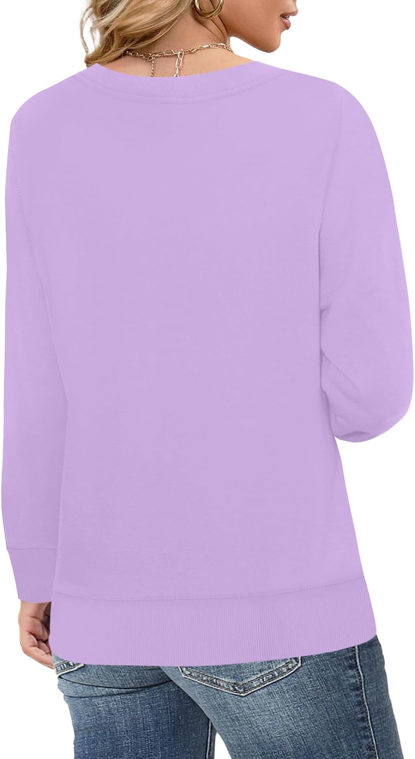 Elesomo Womens Sweatshirts Cotton Crew Neck Casual Long Sleeve Pullover Tops