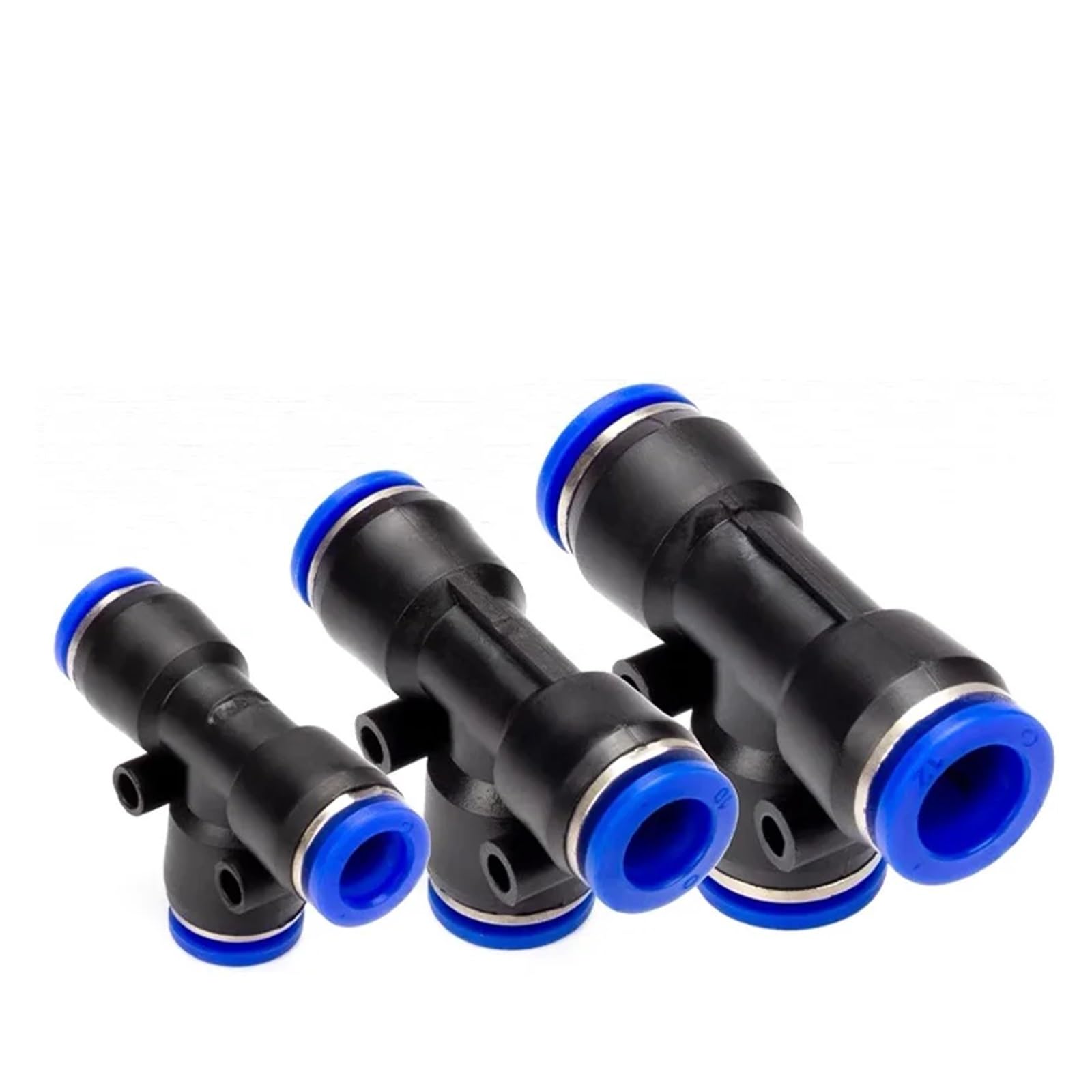 Conector neumático de PE, accesorio de aire, conexión rápida, reductor en T, tubo de plástico en forma de T, manguera de agua de 4 mm, 6 mm, 8 mm, 10 mm y 12 mm(PE-10,200Pcs)