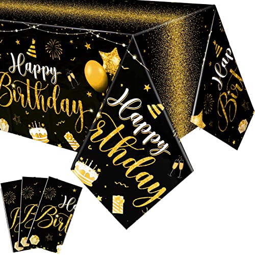 Tudomro TUDOMRO-DECORATIONS PLASTIC-01 3 Pcs Happy Birthday Tablecloths Happy Birthday Decorations Plastic Table Cover Rectangular Cloths cover