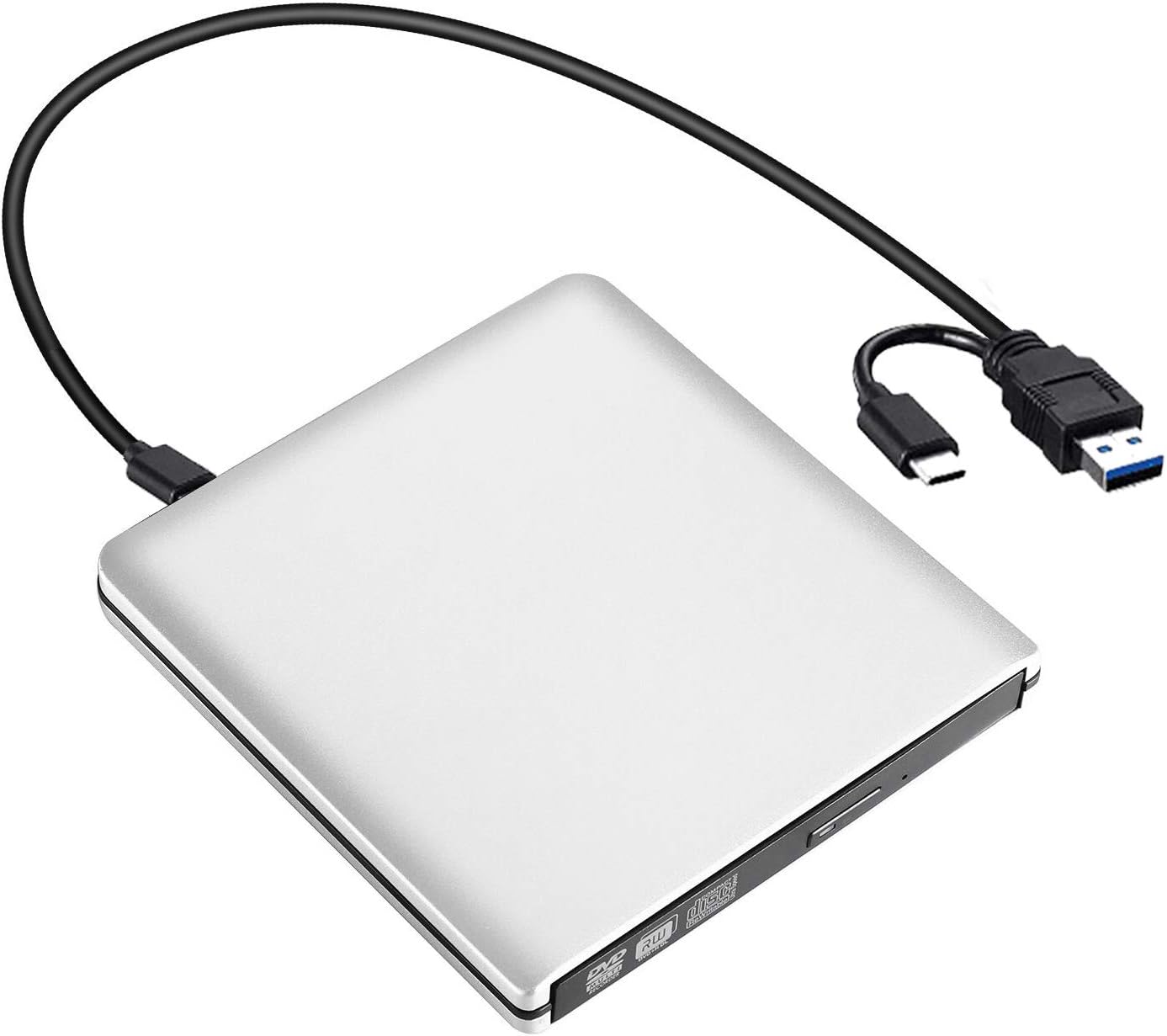 External DVD Drive,USB 3.0 Portable CD Drive +/-RW Drive PlayerWriter/Rewriter/Burner High Speed Data Transfer for MacBoo,Laptops,Desktops,Notebooks Support Windows 10