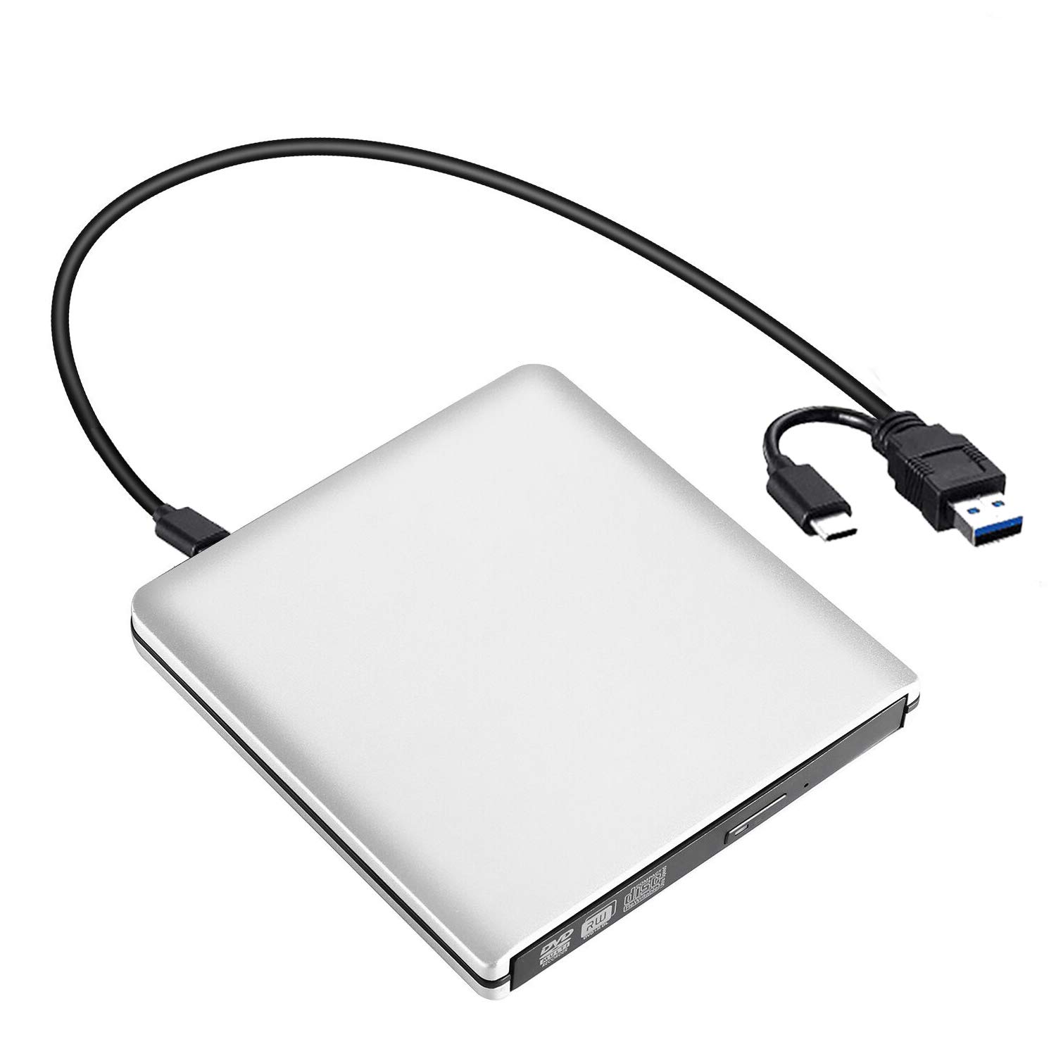 External DVD Drive,USB 3.0 Portable CD Drive +/-RW Drive PlayerWriter/Rewriter/Burner High Speed Data Transfer for MacBoo,Laptops,Desktops,Notebooks Support Windows 10