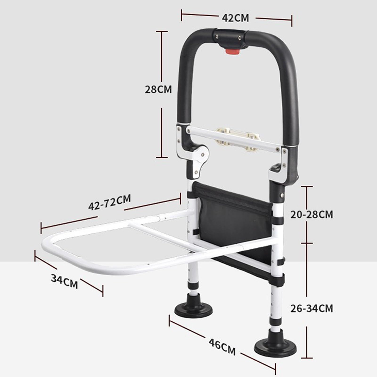 Supporto Del Letto Pieghevole A 180° Protezione Laterale Del Letto Di Sicurezza Carico Max. 150 Kg,Sponda Letto Anziani Maniglia Regolabile Con Tasca Di Stoccaggio