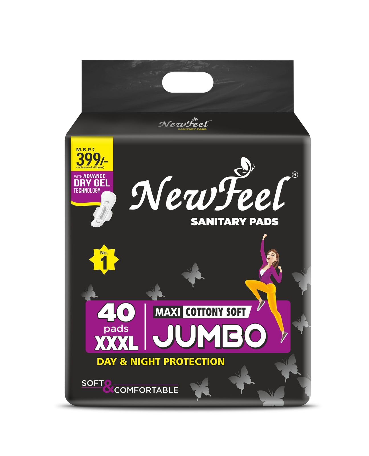 NewFeel Sanitary Pad maxi Regular Jumbo (310 mm, XXL, Pack Of 40) (B08CKW21XY) Amazon Price History, Amazon Price Tracker