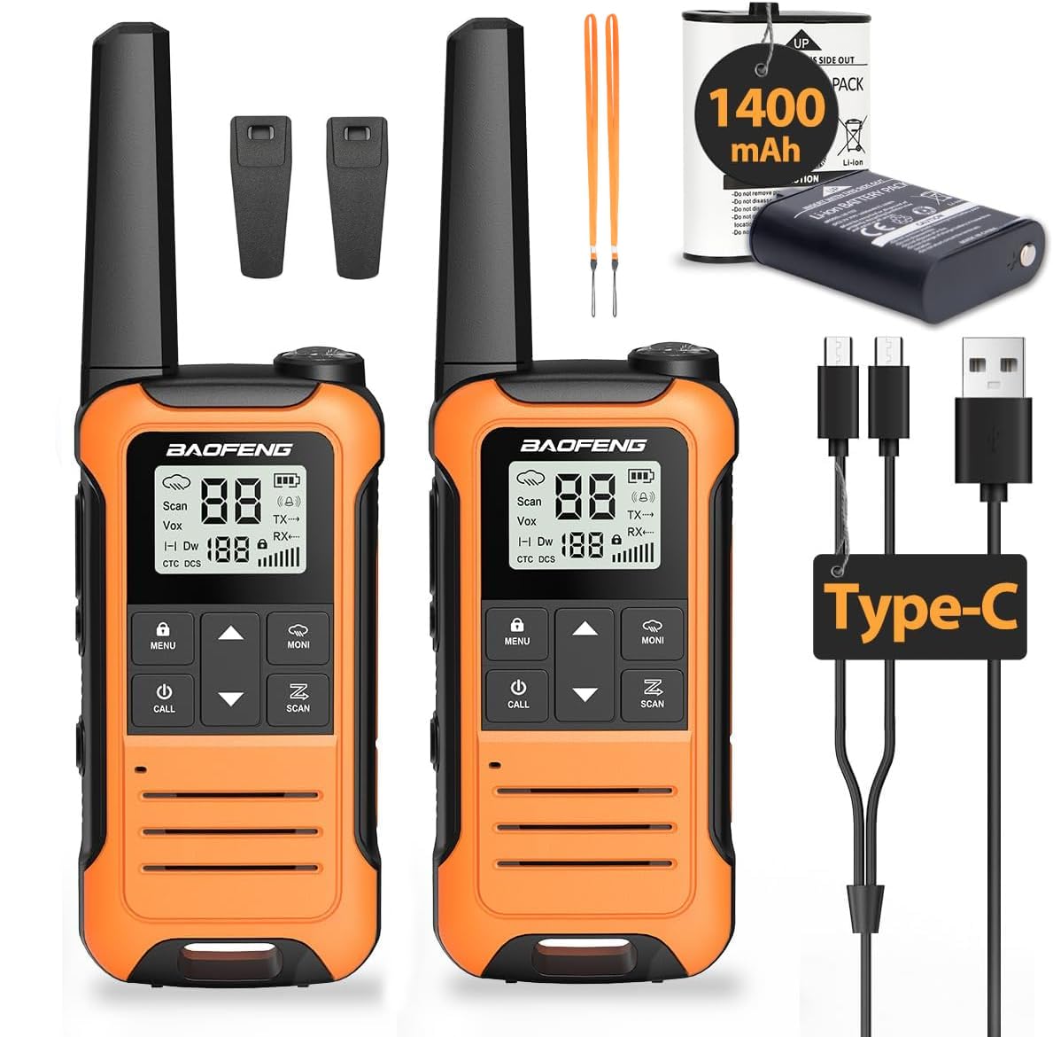 Valkyrie Baofeng Lisans Gerektirmez El Telsizi F22 | 22 Kanal | Type-C Şarjlı | 1400 mAh | 2’li Set