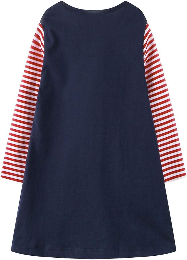 HILEELANG Toddler Girl Christmas Dress Long Sleeve Fall Winter Cotton Casual BasicTunic Shirt Dresses - Image 2