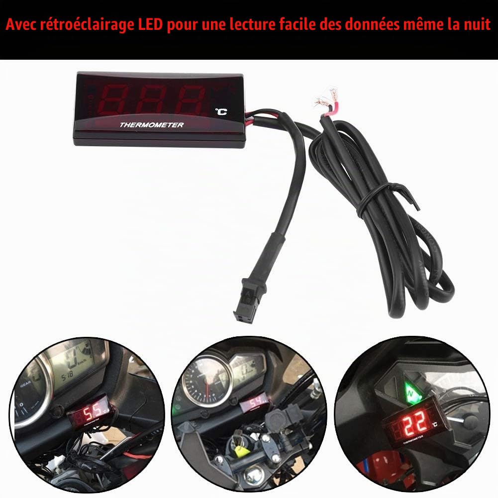 Jauge de température, jauge de température de l'eau, jauge de température d'huile imperméable, compteur de température de liquide de refroidissement, jauge de température numérique de moto, voltmètre