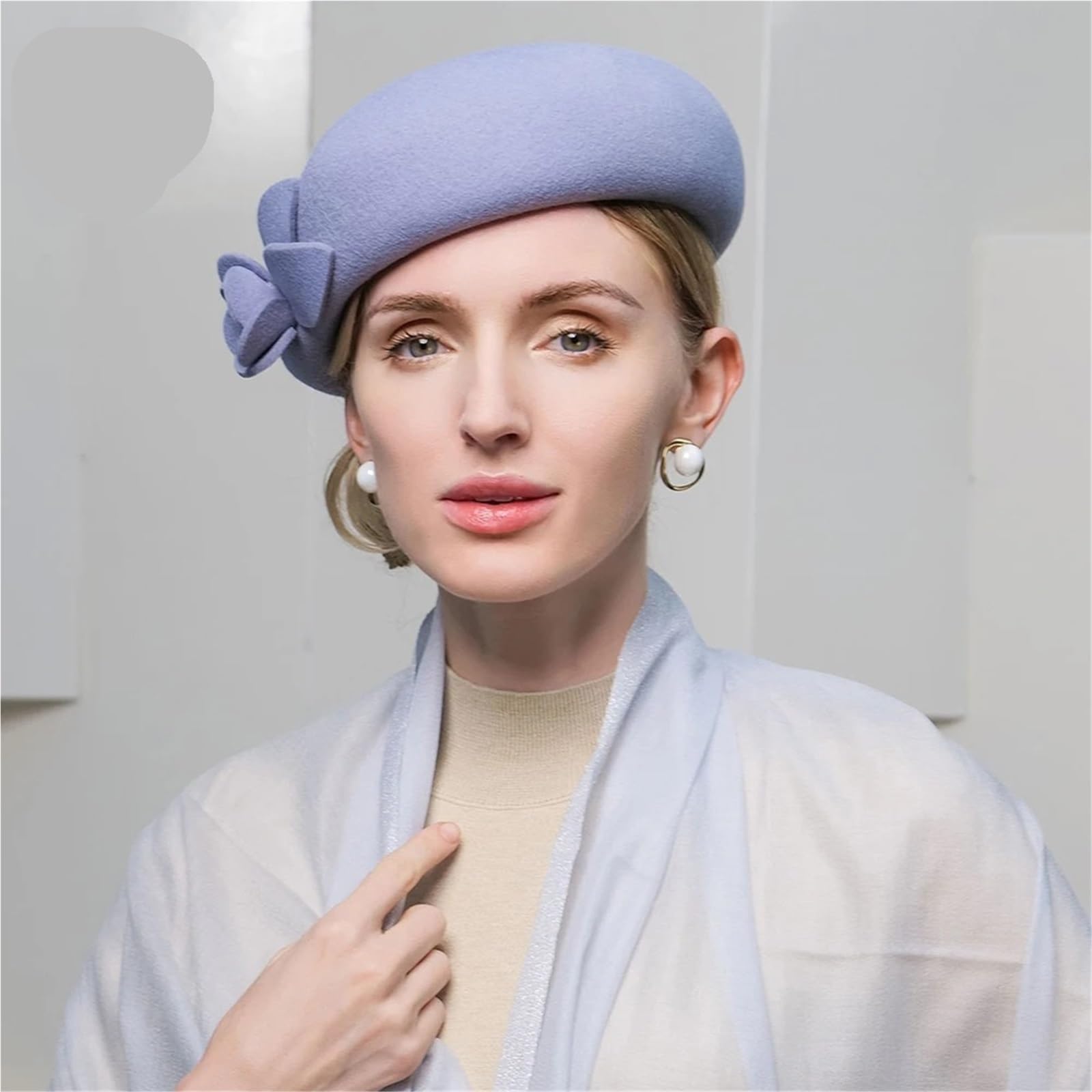 Bombetta Donna Cappelli Fascinator Berretti in Feltro di Lana | For donna elegante berretto da chiesa formale con cappello da cocktail for matrimonio a fiori