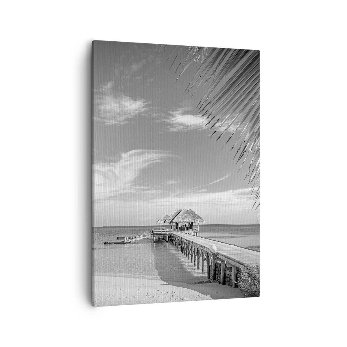 Quadro Su Vetro 50x70 Con Spiaggia E Ramo | Stampa Moderna Per Pareti, Decorazione Camera Da Letto E Cucina
