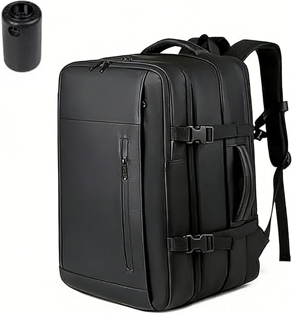 HoldOneLight Expandable Vacuum Compression Travel Backpack with Pump - Vacpack Water Resistant 56-75L Capacity Fits 16 Laptops Ideal for Travel Camping and Commuter