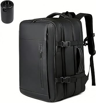 HoldOneLight Expandable Vacuum Compression Travel Backpack with Pump - Vacpack Water Resistant 56-75L Capacity Fits 16 Laptops Ideal for Travel Camping and Commuter