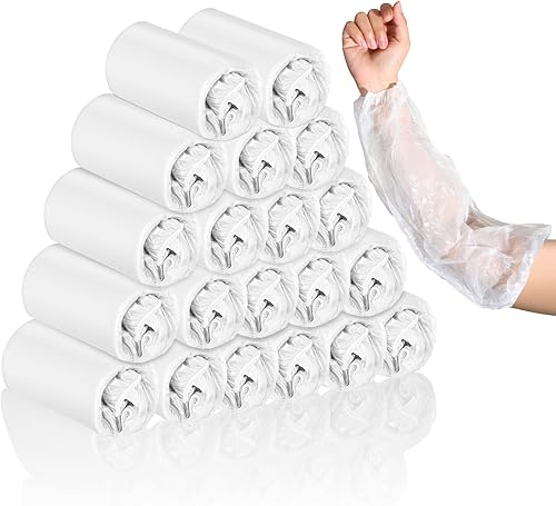 Miniatura 8 de Xtinmee 300 fundas desechables para brazos, fundas de plástico con elástico para mujeres y hombres, 15.7 pulgadas, Claro