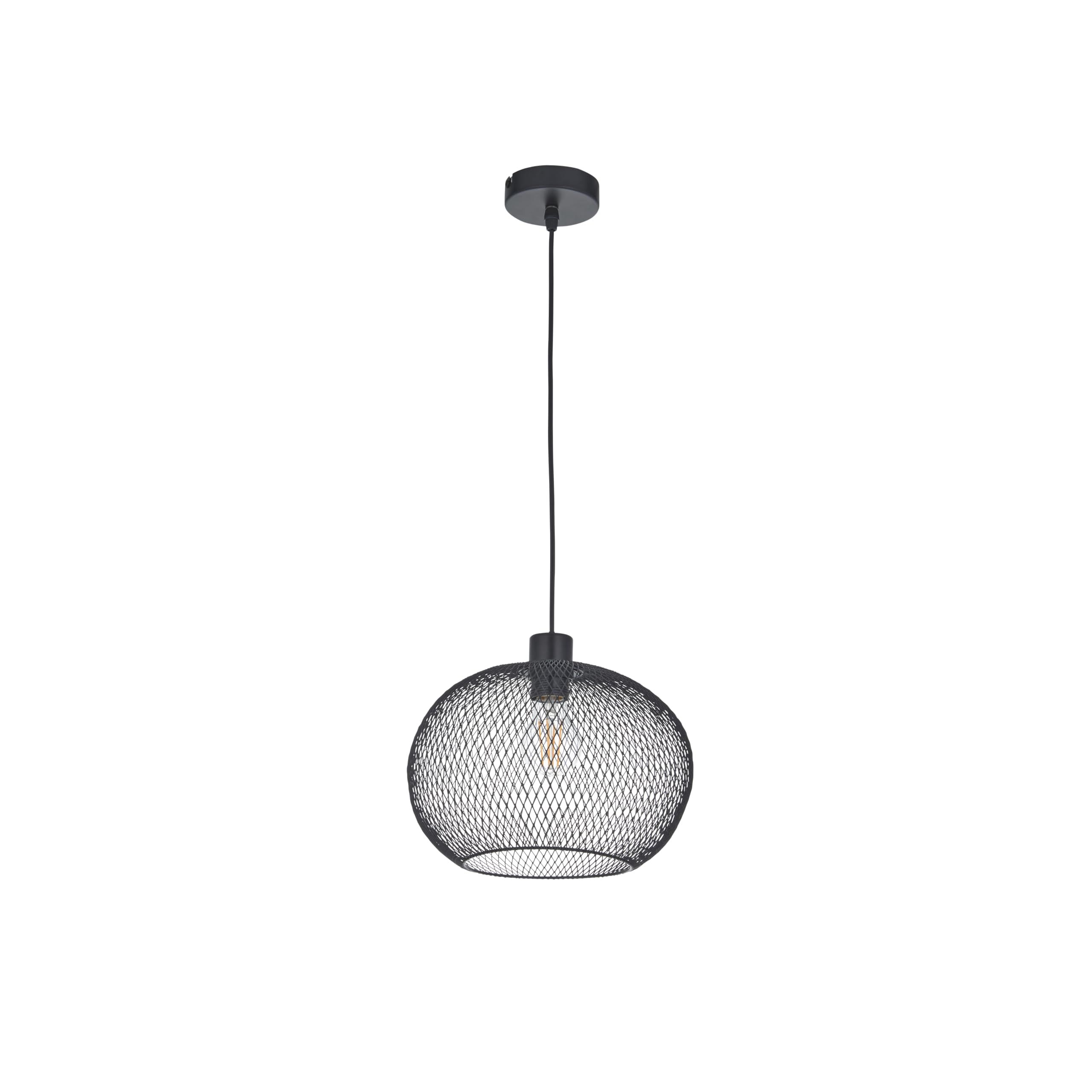 firstchoicelighting Modern Black Ceiling Pendant Light Fitting, Metal Mesh Shade, Kitchen Dining Living Bedroom Lighting, Diameter 30cm, Height Adjustable, Dimmer and LED Compatible