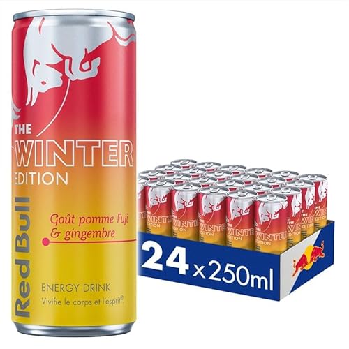 Red Bull, boisson énergisante, The Winter Edition, Goût Pomme Fuji Gingembre, 24x250ml